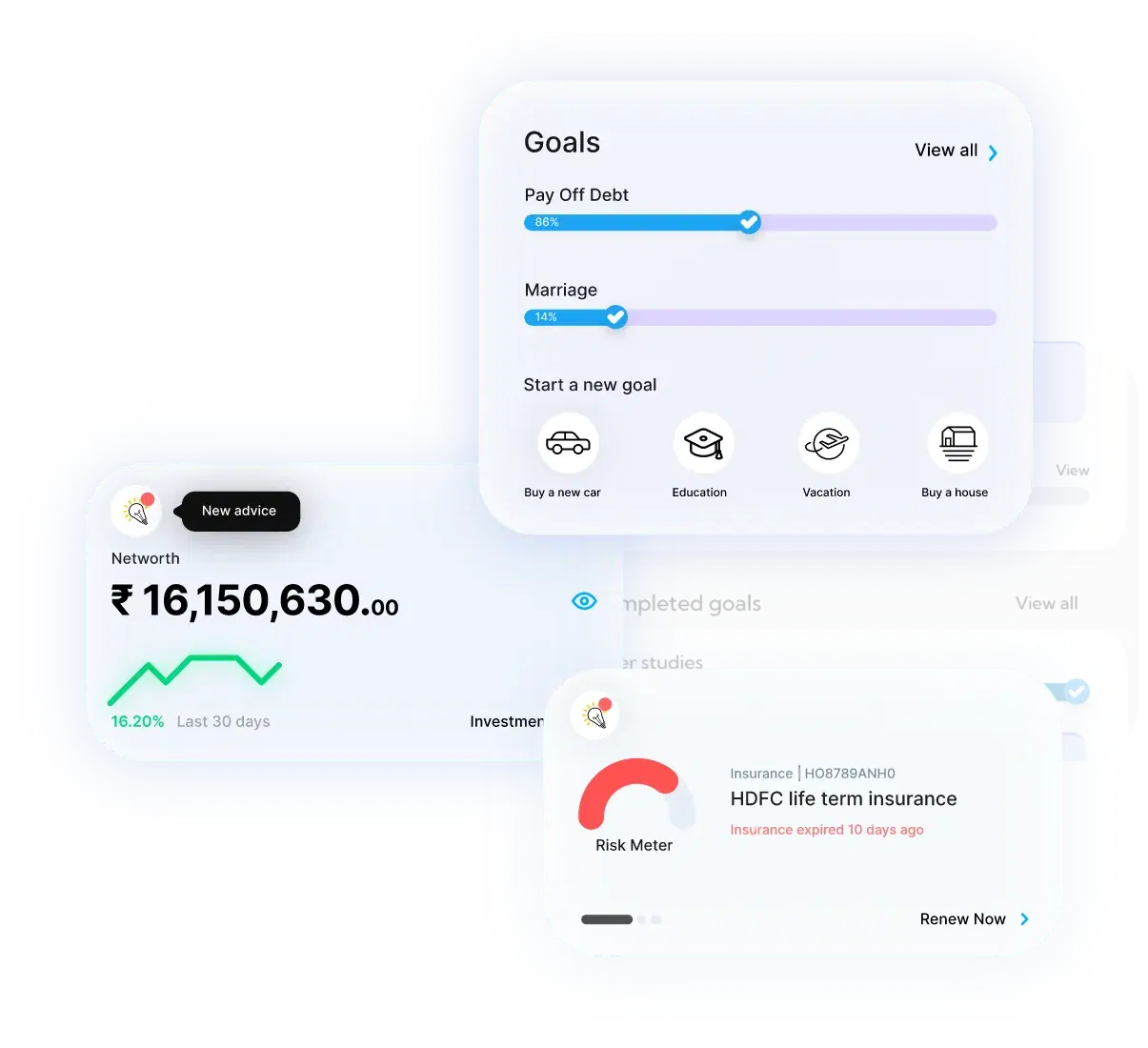 charts and bar graph depicting goal value and planning